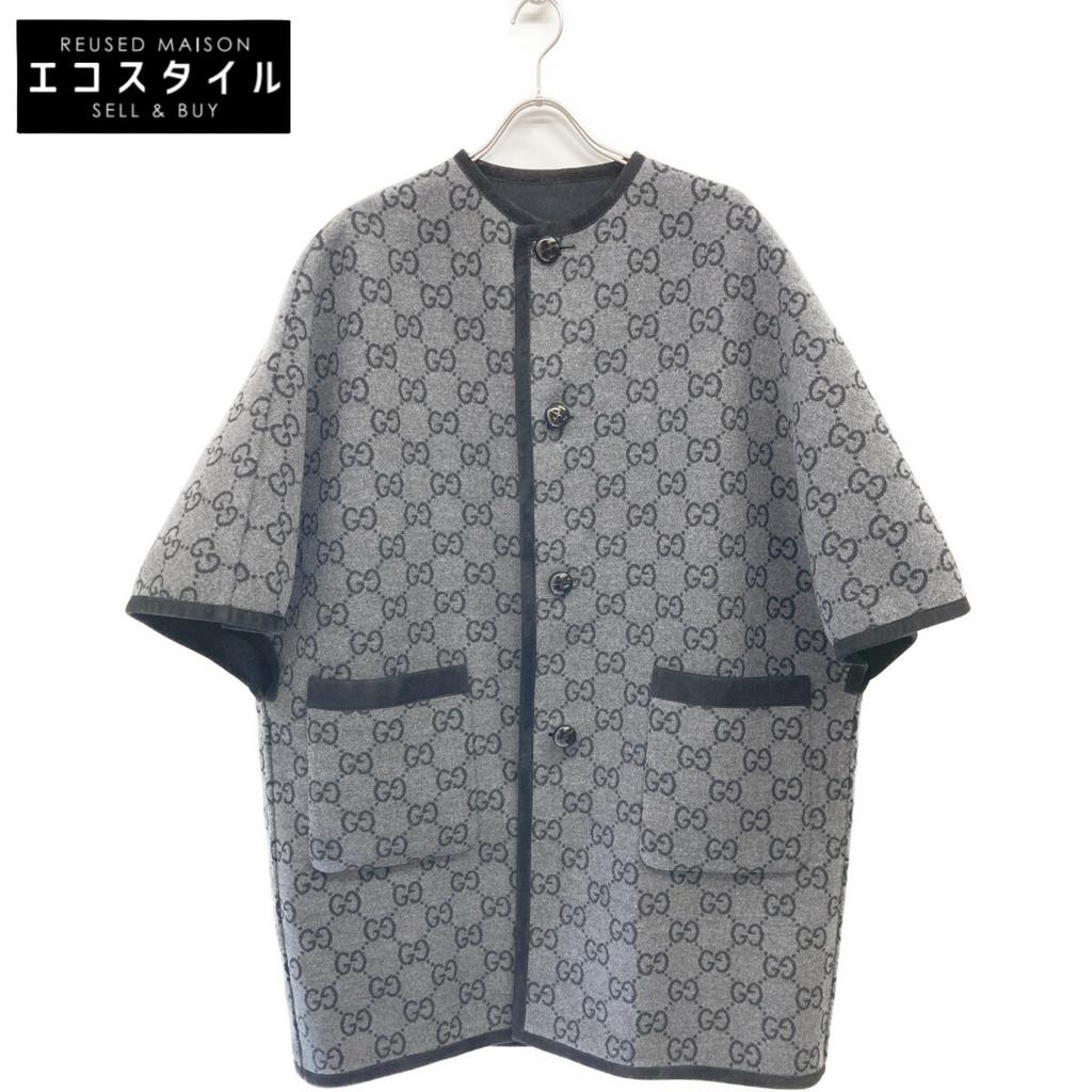 GUCCI 715717 GG Wool Reversible Coat coat 36 blackUsed