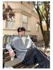 Men's V-Neck Two-Piece Look Hoodie - Textured, Loose Casual Sweater for Spring/Autumn
