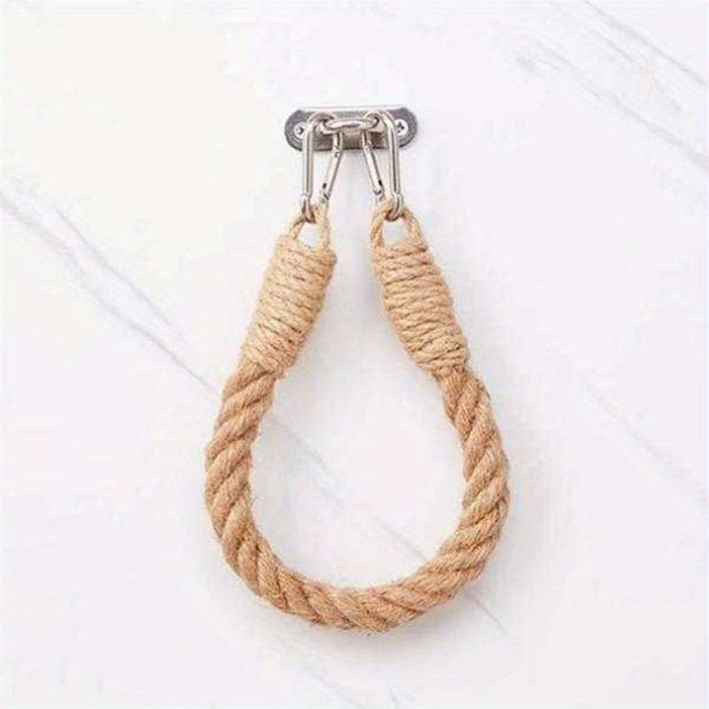 

1pc Rust proof retro hemp rope toilet paper holder - portable assembly, hemp towel holder suitable for bathrooms or kitchens