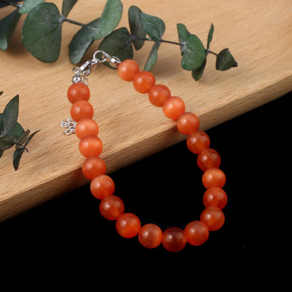 Γυναικείο Βραχιόλι Φυσική Πέτρα Χάντρες Μάτι της Γάτας 8X8 MM Γούρια Για Γυναίκες Ρομαντικό Δώρο Γενεθλίων