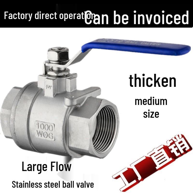 

304/316L Stainless Steel Two-Piece Medium Thickness Internal Thread Ball Valve, Q11F-16P, Available in 1/2 and 3/4 Sizes 201 Medium Thickness DN15