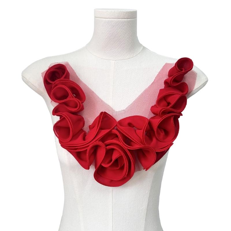 Polyester-Faltenblumen-Aufnäher Einfach aufzunähen Für Kleidungsreparaturen Und Kreative Projekte Auf Verschiedenen Stoffen