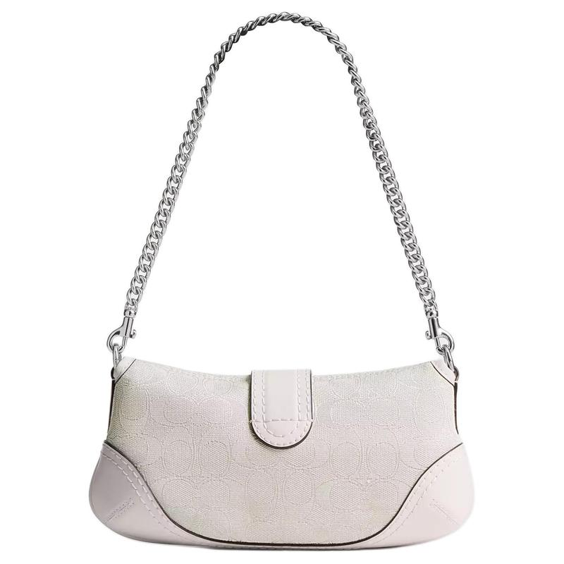 COACH Soho flap 25 classic presbyopic chain shoulder strap coated canvas and cowhide shoulder bag medium women's white