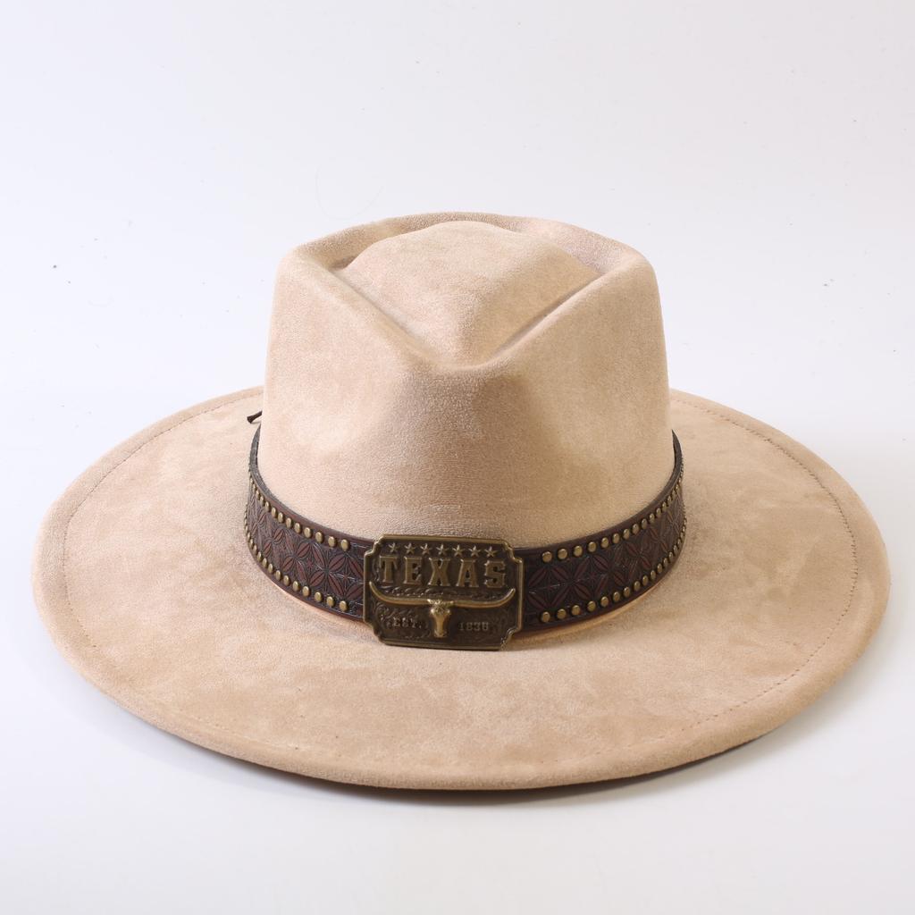 Popular European and American Style Suede Big-brimmed Top Hat, Men's and Women's Classic Fashion Western Cowboy Hat