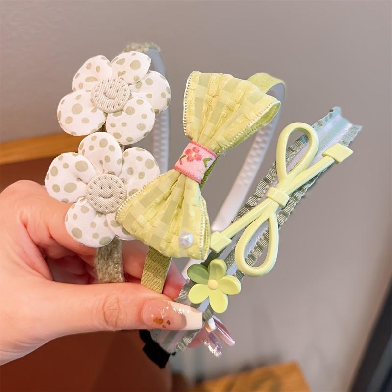 Set of 3 Bow Flower Hairbands for Autumn And Winter, Non-Slip Hair Additions for Princesses with Teeth To Hold Hair In Place