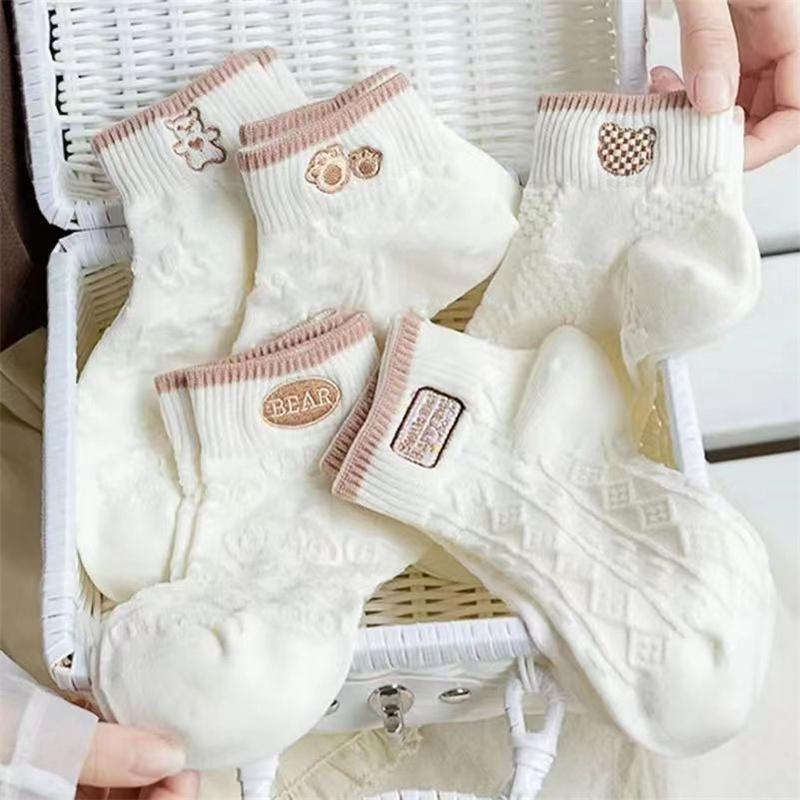 5 Pairs/set Cartoon Casual Breathable Spring Summer Autumn Women Girl Invisible Ankle Low Tube Boat Socks Boat Socks