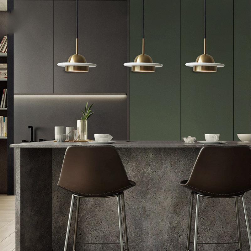 Nordische minimalistische Kupfer-Marmor-Pendelleuchte für Schlafzimmer, Café, Restaurant oder Bar