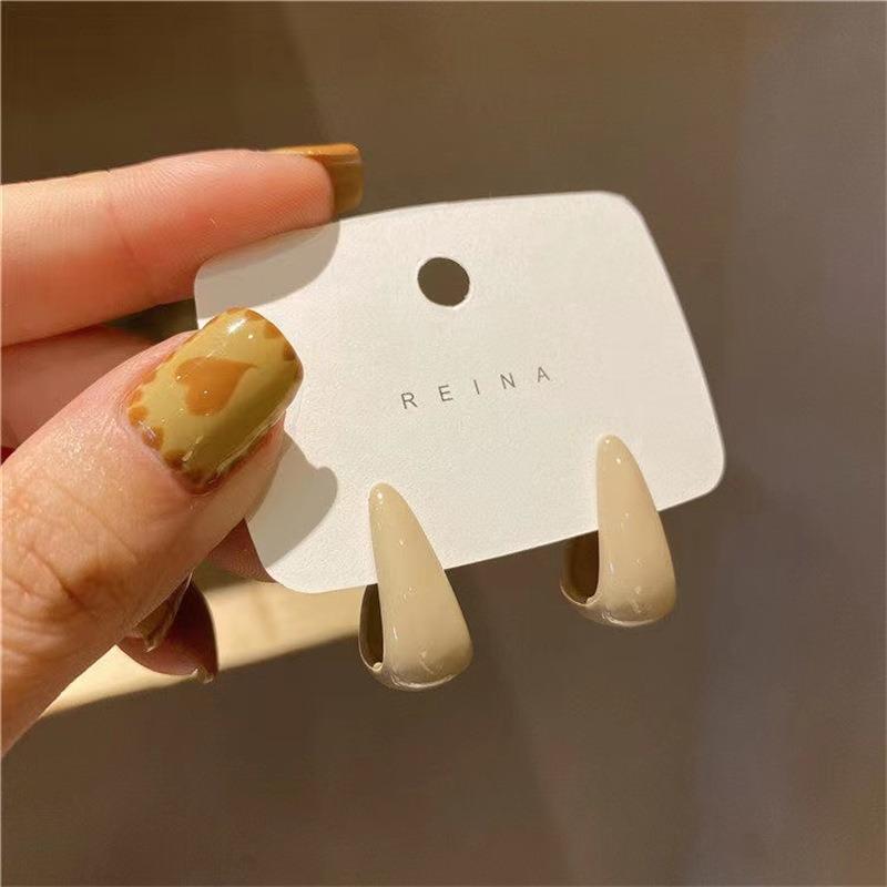 New Letter L U-Shaped Stud Earrings For Woman Irregular Statement Brown Geometric Metal Hook Oorbellen Valentine'S Day Gift