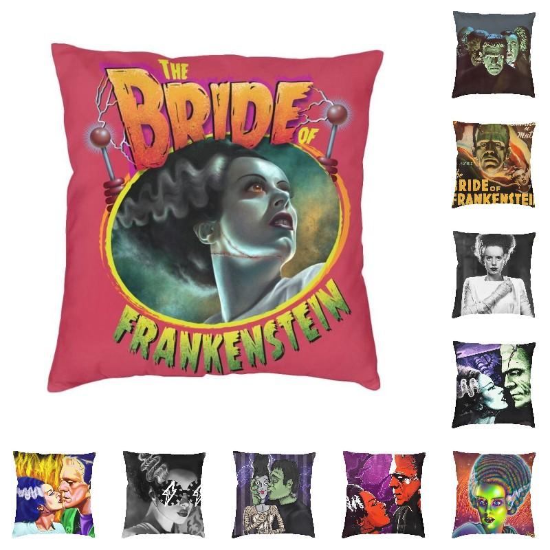 Helenal Unisex Bride Of Frankenstein Cushion Cover Sofa Decoration Horror Tv Movie Square Throw Pillow Cover 40X40cm Home Decorative