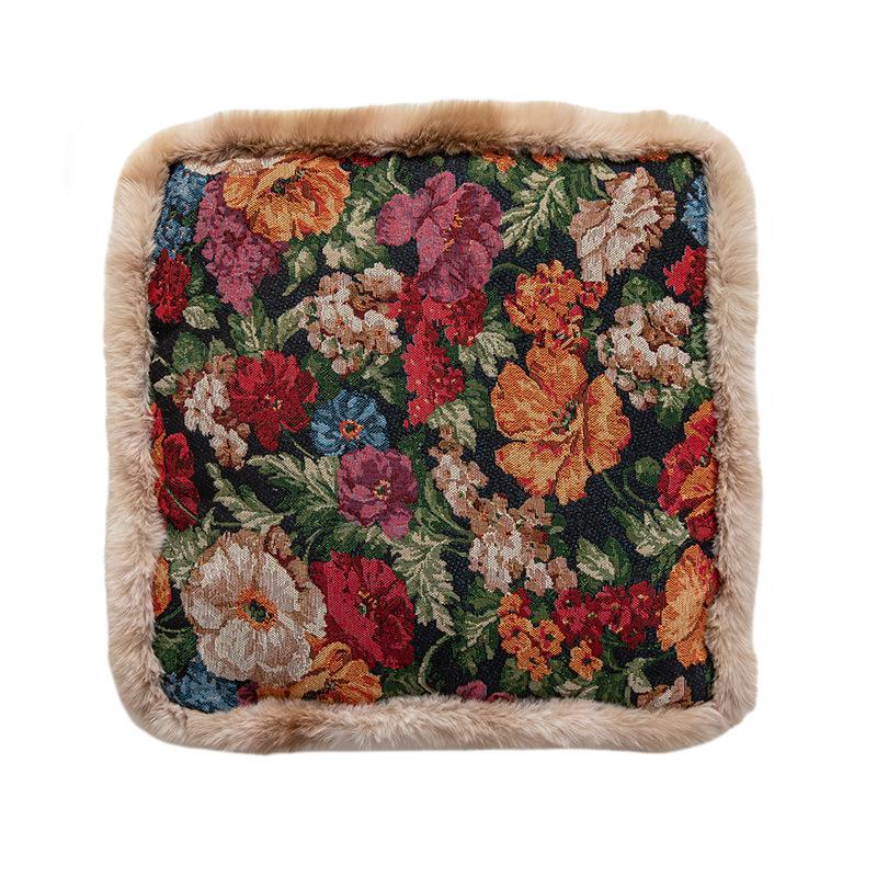 

Home Luxury Lightweight Thick Cushion Long-lasting and Non-deforming Rural Retro Square Floor-backed Lumbar Support Seat Cushion 45x45cm