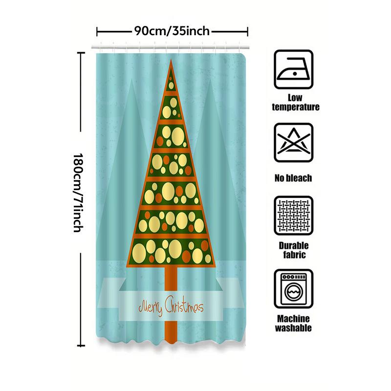 Tu Bathroom Curtain Christmas Pattern Festive Holiday Decor Shower Curtain Modern Abstract Art Home Textile Waterproof Fabric