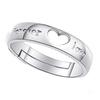 Silver Plated Forever Love Zircon Heart Adjustable Couple Ring
