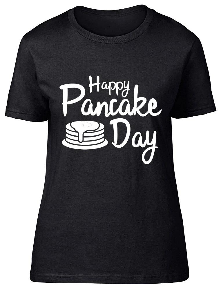 Happy Pancake Day Fitted Womens Ladies T Shirt S