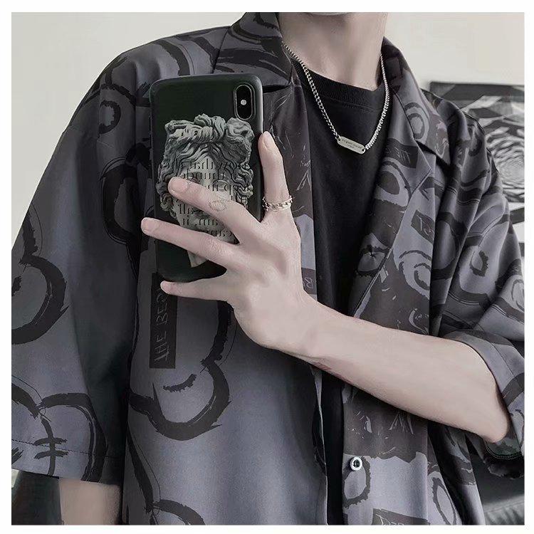 Men's Summer 2021 Korean-Style Casual Loose Print Half Sleeve Shirt