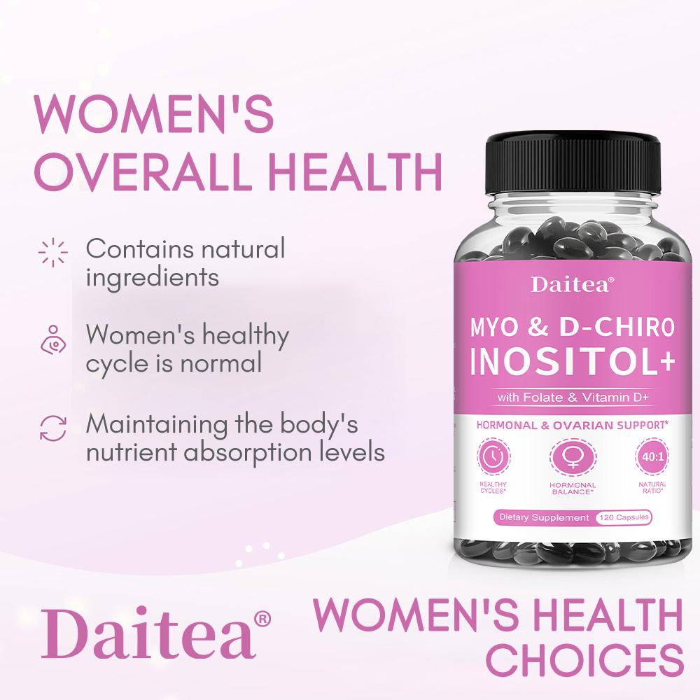Suplemento Alimentar de Mio-Inositol 2000 mg, Com Vitamina D3, D-Chiro-Inositol, 120 Cápsulas Moles Por Frasco