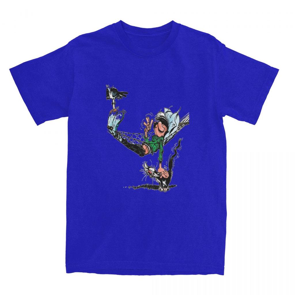 Gaston Lagaffe Comics T-Shirt Unisex Reine Baumwolle Lustiges T-Shirt Rundkragen T-Shirt Kurzarm Kleidung Geschenkidee