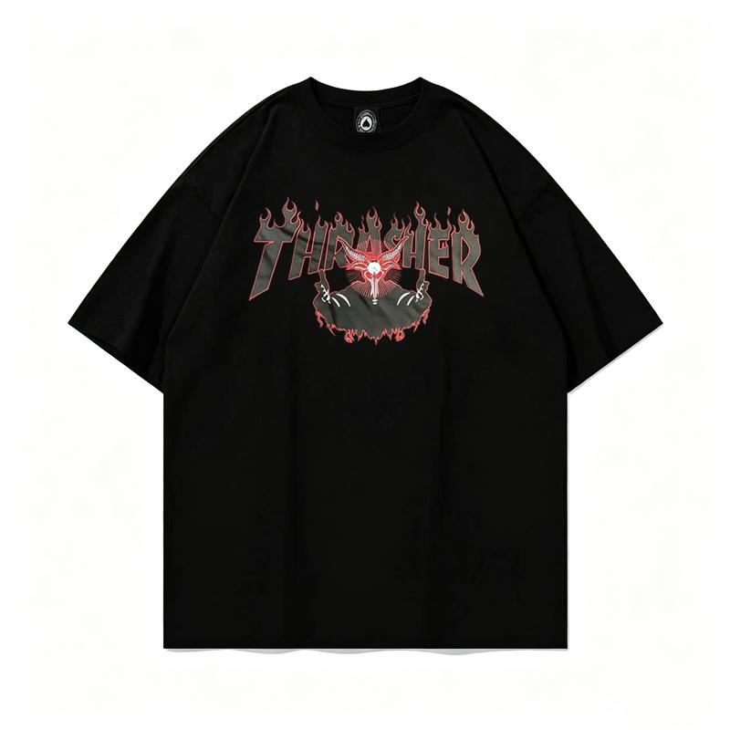 2026 Summer Thrasher Skateboard Magazine Letter Print T-Shirt Men Women Oversized Cotton Short Sleeve Casual Streetwear Tee Top
