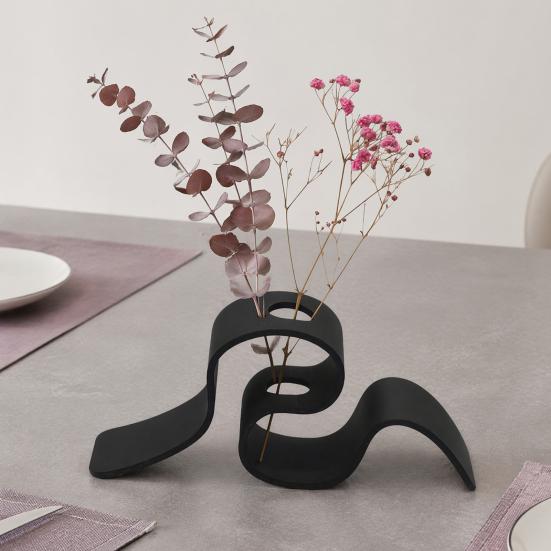 Creative Plant Display 3D Printed Dried Flower Stand, Curved Ribbon Vase, Decorative Holder, Bedroom Container Artificial Rack for Living Room