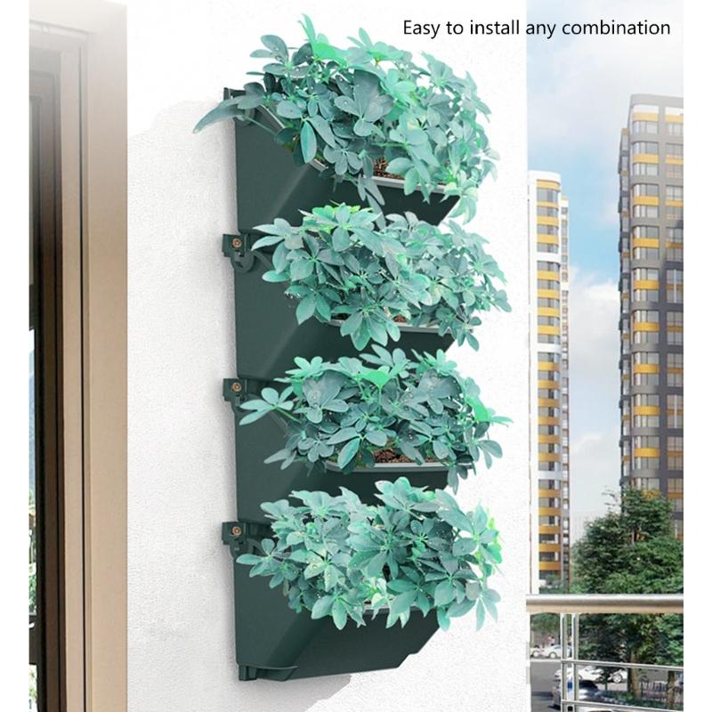Pack Of 4 Wall Mounted Outdoor Vertical Planter Space Saving Design For Small Gardens And Patios