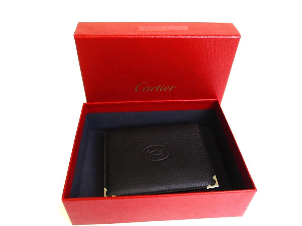Authentic Cartier Must de Cartier Black Leather Bifold Bill Wallet Purse #b279  Seller refurbished