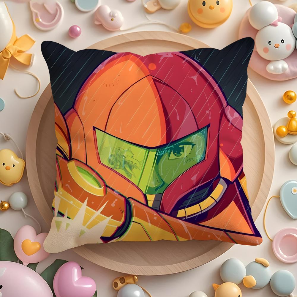 M-Metroid Anime Cushion Cover Home & Car Multi-Scene Pillow Cover - Reversible, Soft & Durable for Daily Use