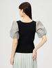 Jill by Jill Stuart Women's Volume Sheer Knit Sweater, Black, FR