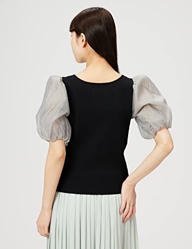 Jill by Jill Stuart Women's Volume Sheer Knit Sweater, Black, FR