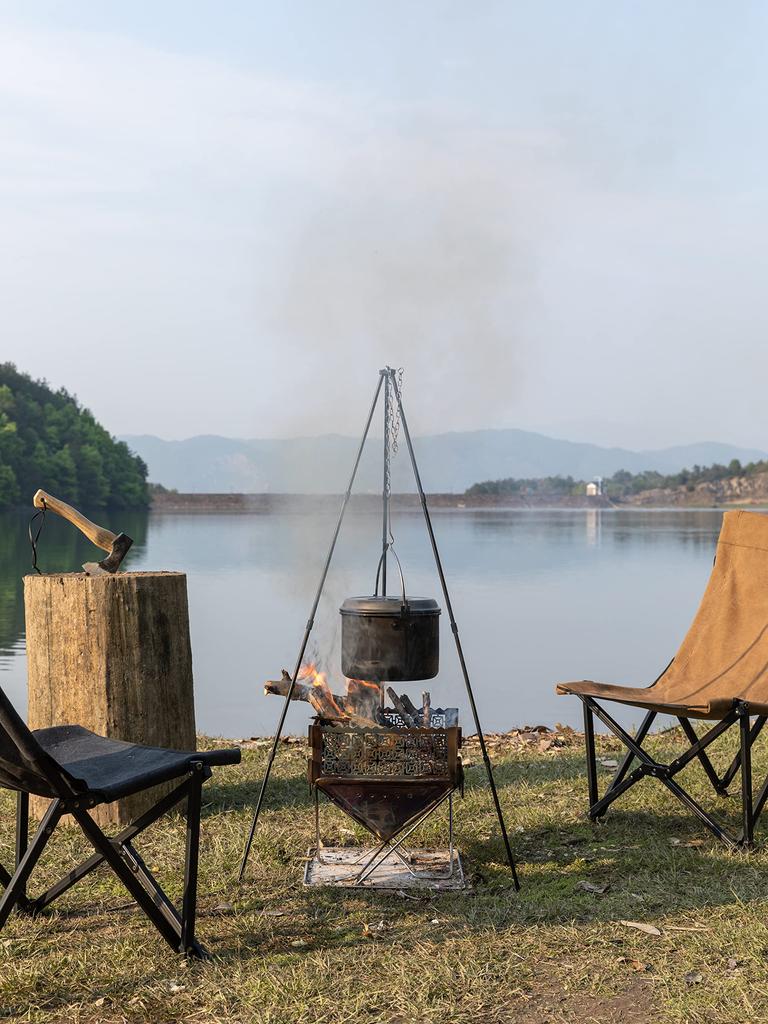 NANGGEAR Camping Bonfire Low Chair Outdoor Chair Thick Canvas Black Black Gear (Nanko Gear) 20115-BK (F-1004C-BK)