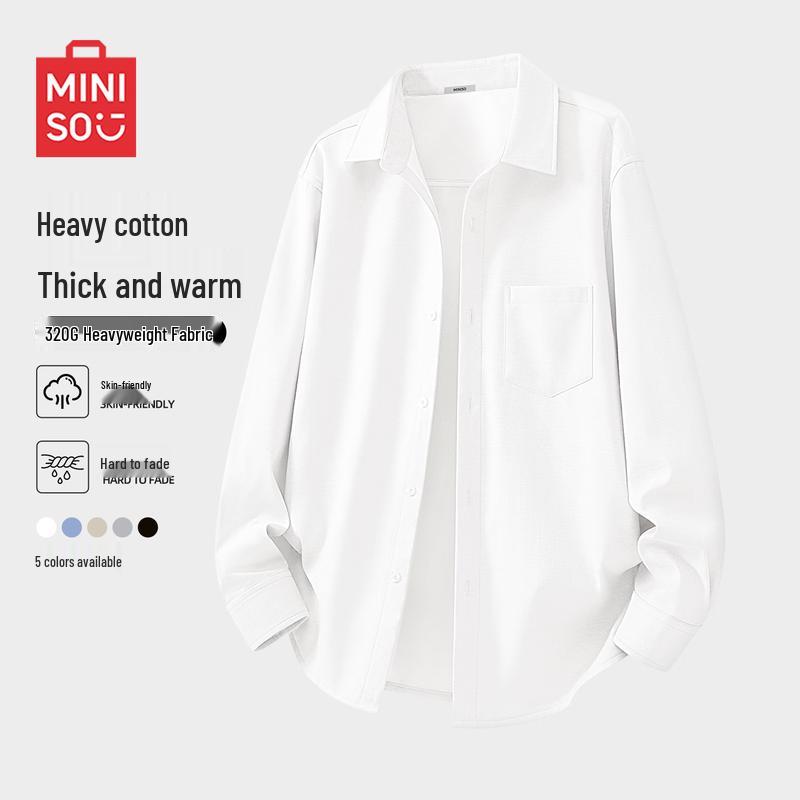 MINISO Men s Winter Warm Oxford Long Sleeve Shirt 3XL