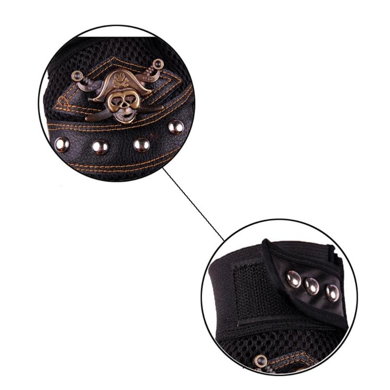 Studded Half-Finger Fingerless Driving Cycling Gloves Fall-proof Cool Skull Studded Summer Armor Hip-Hop Rock and Roll