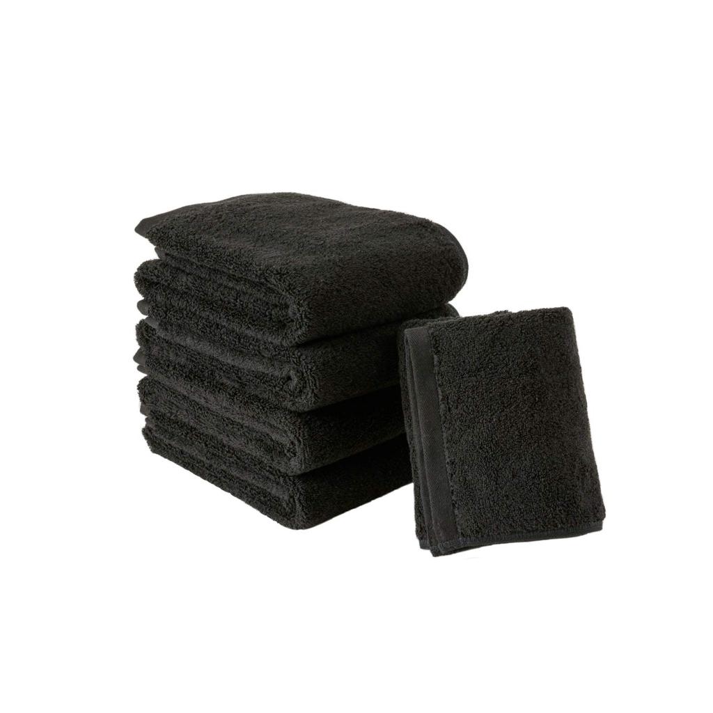 Towel Laboratory Face Jet Professional Fast JapanTechnology [Toughness PRO] #005 Towels, Black, 5-Pack, Grade, Thick, Volume, Long-Lasting,