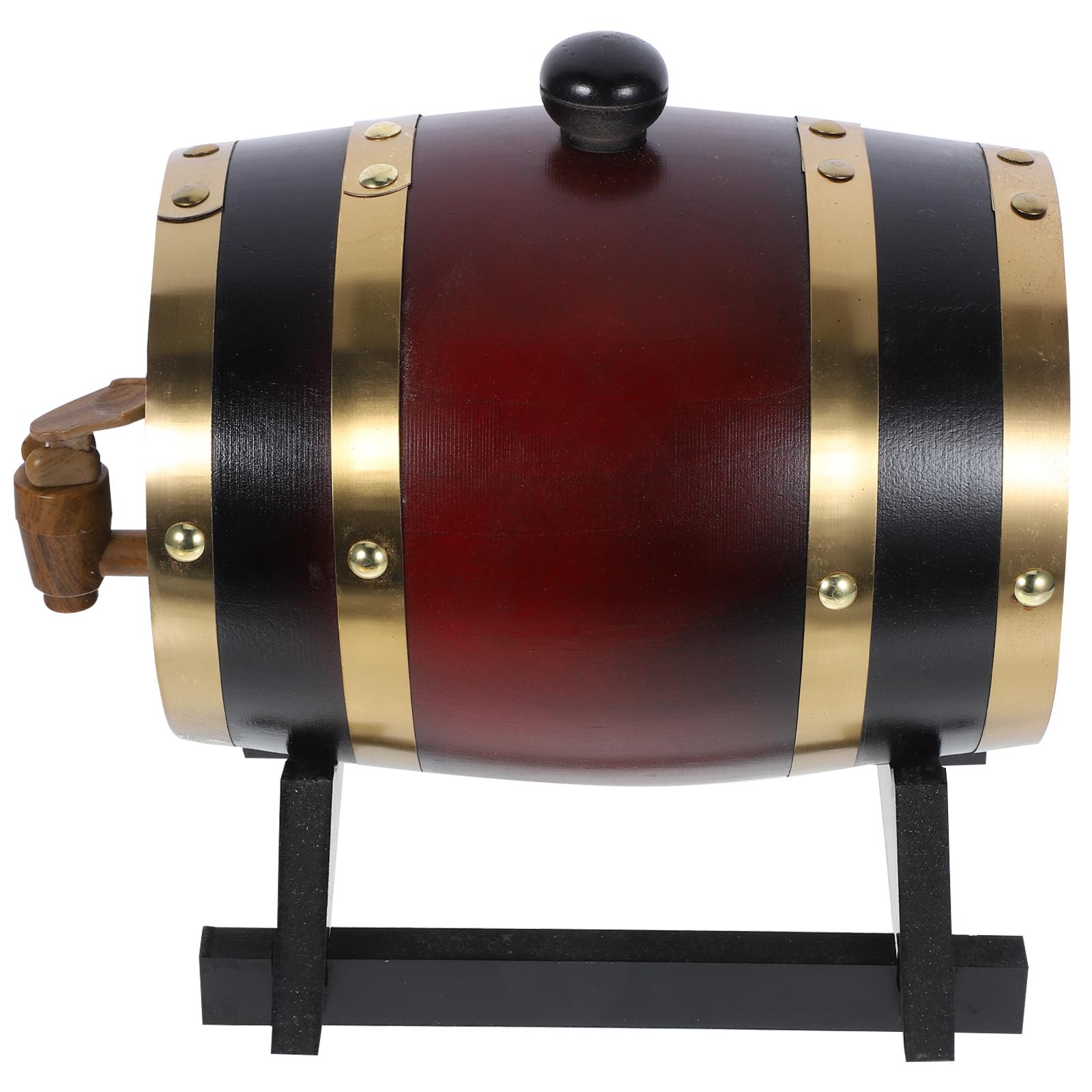 

1 Set 1.5L Solid Wood Wine Barrel For Beer Wine Aging Storage Rustic Wooden Drink Dispenser Container Bar Decor Kitchen Bar червоний