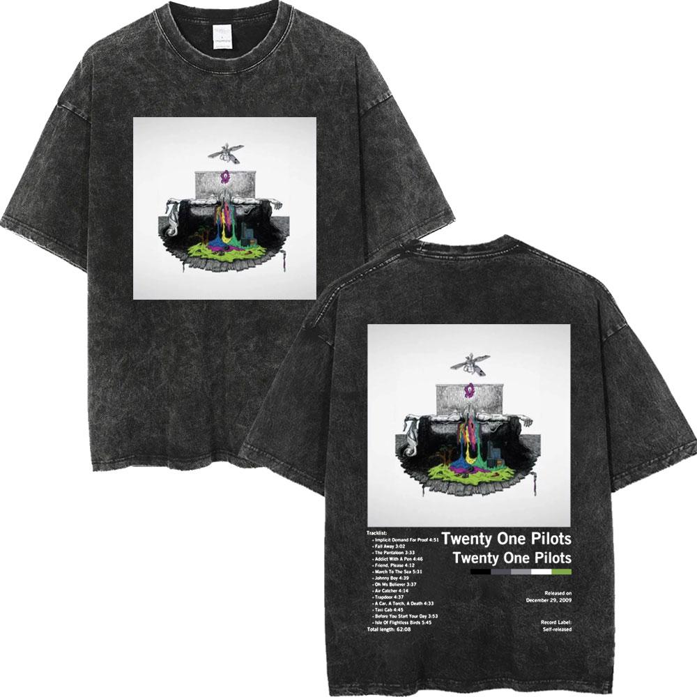 Twenty One Pilots Dámské Pánské Prané Oversized Tričko Streetwear Harajuku Bavlněné Tričko Kapela Ženské Pánské Letní Krátký Rukáv Trička