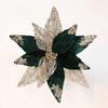 Flannel Fabric Christmas Artificial Flowers Plastic Glitter Poinsettia  Christmas Decor