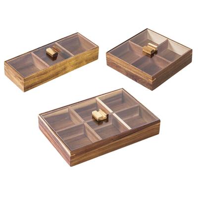 Divided Serving Tray Snack Platter Organizer Multifunctional Food Server Container Wood Appetizer Tray for Dessert Cookies