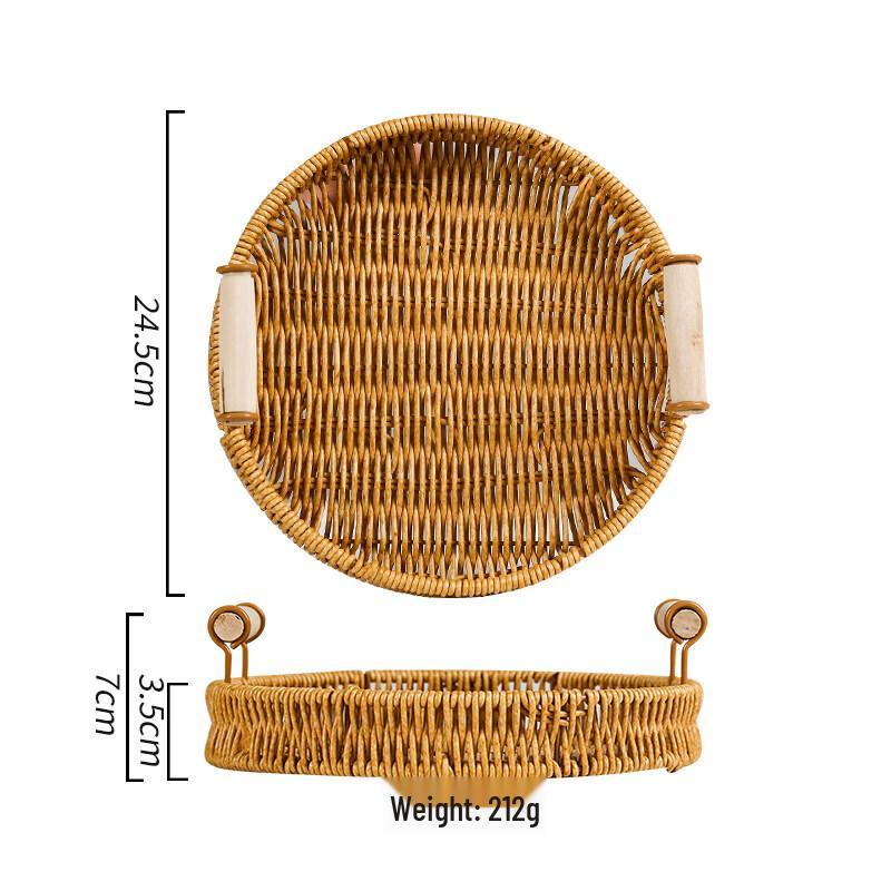 Round Plastic Imitation Rattan Snack Basket