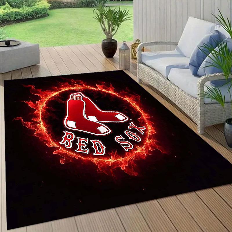 Boston Red Sox2 Flanellmuster Quadratischer Teppich, Läufer, Teppich für Wohnzimmer Schlafzimmer Sofa Spielzimmer Dekor, Rutschfeste Fußmatte