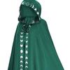 Hooded Moon Print Unisex Cloak Medieval Extra Long Lace Up Halloween Cape Cosplay Costume