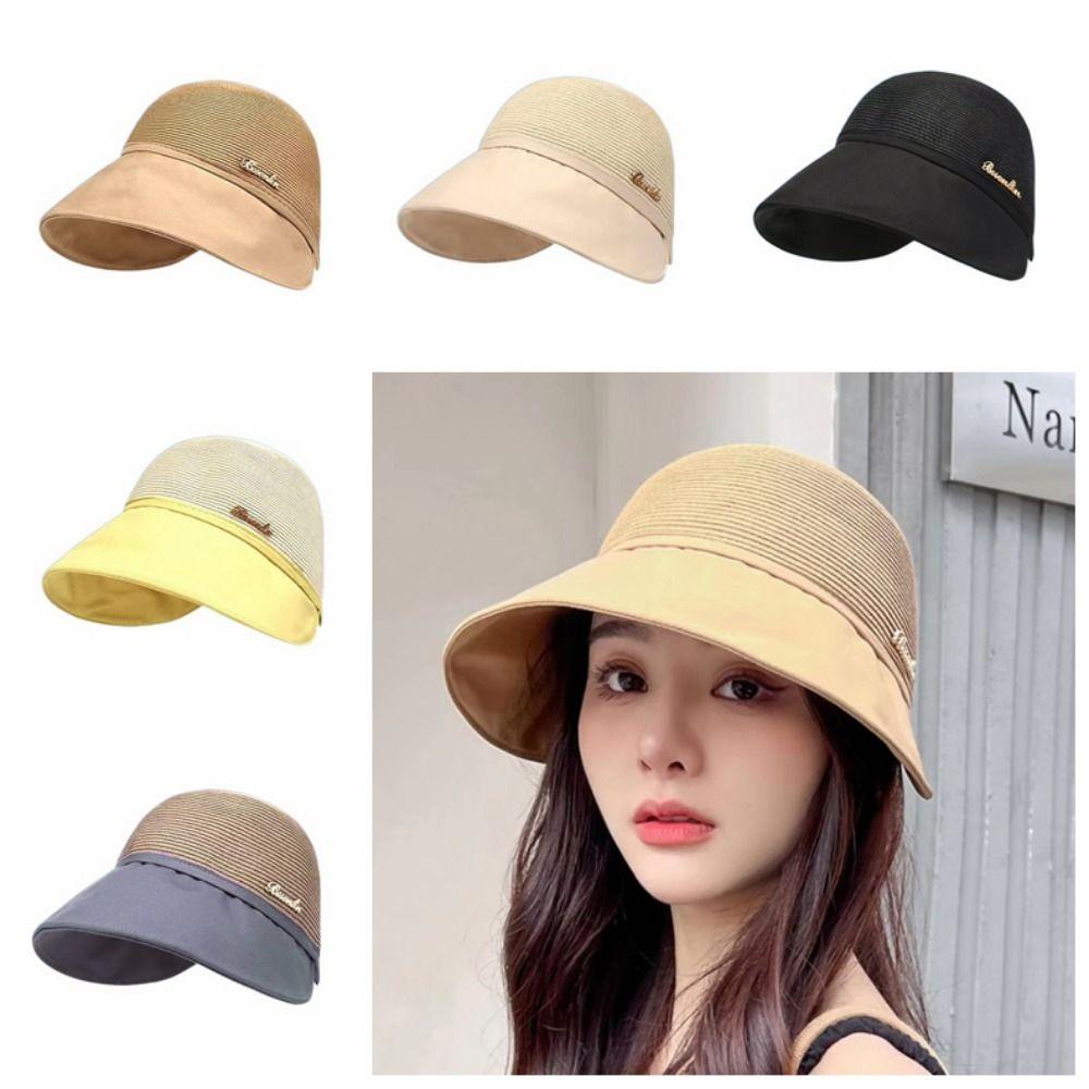 Solid Color Sunshade Cap Wide Brim Bucket Sunhat Casual Sun Protection Cap  Camping