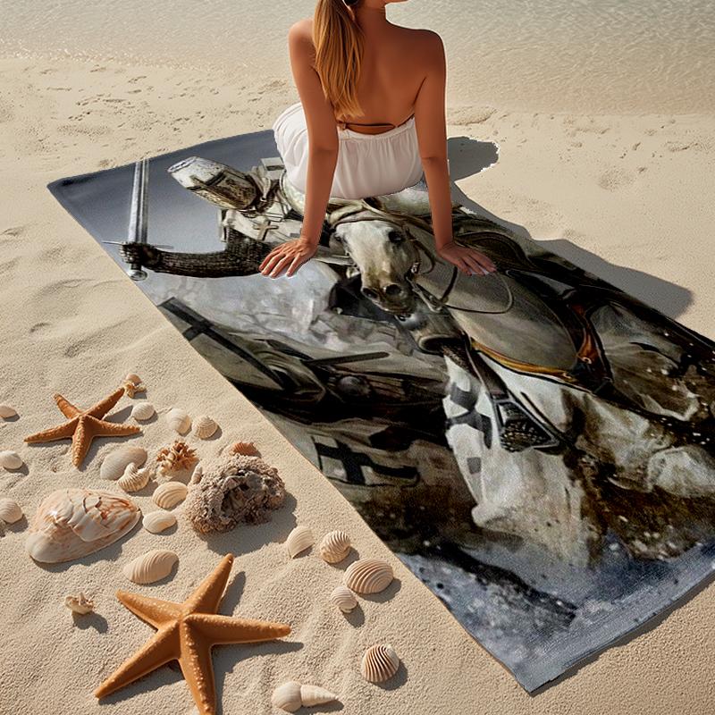 Knightly Warrior In Armor Beach Towel, Super Soft Microfiber, Gift for Her/Him, Birthday, for Pool, Beach, Travel, Home Decor Fan Gifts