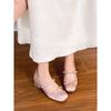 Coarse Heel Bow Rhinestone One with Mary Jane Shoes Women's French Temperament Silk and Satin Light Mouth Single Shoes