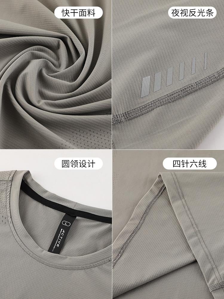 Mens Running T-shirt Breathable Trainin Tops Outdoor Workout Sweatshirt Male Muscle Fit Short Sleeve Tees Gym Sweatshirt Elastic