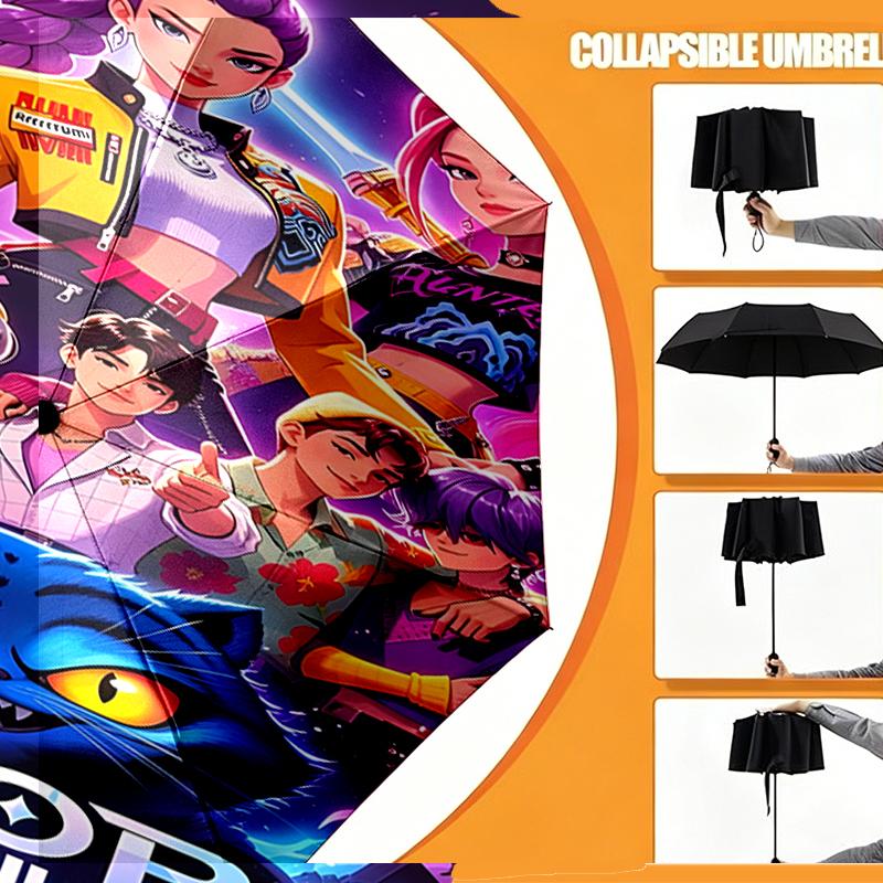 KPop Demon Hunters Print Umbrella Automatic Opening/ Closing - Portable Foldable Design - Daily Use for Travel/Outdoor - Gift for Birthday