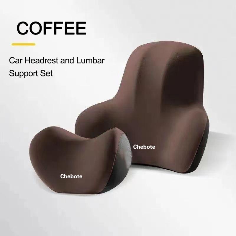 Car Headrest & Lumbar Support Cushion For Car Seat Car Pillow Car Memory Foam Seat Waist Cushion Back Cushion Set