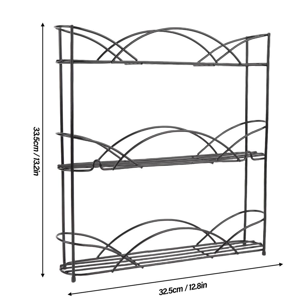 Seasonings Rack 3 Tier Metal Seasonings Organizer with Anti Slip Rubber Foot Pads for Kitchen Countertop