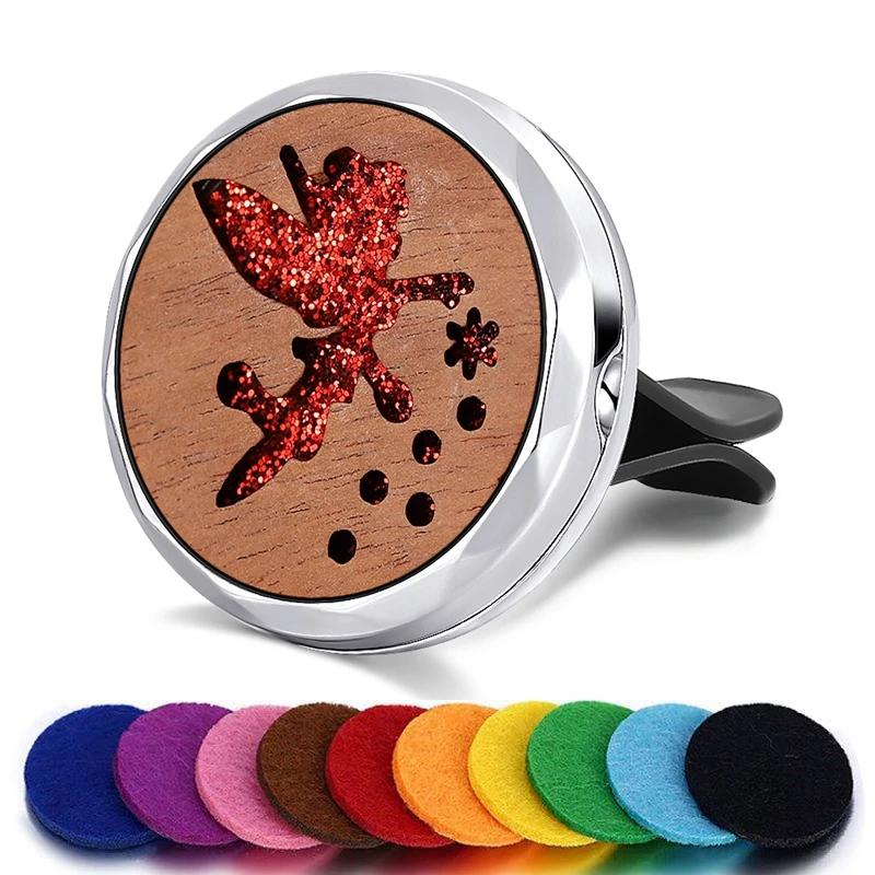 Refillable Car Air Freshener Smell Natural Wood Perfume Diffuser Clip Auto Vent Freshener Decoration Interior Accessories