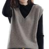 Women's V-Neck Knitted Vest Sweater - Spring/Autumn 2025 Collection, Sleeveless Outerwear