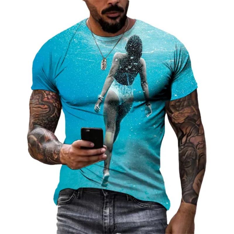 Летняя хип-хоп красота плавание горячая распродажа окрашенная мужская футболка креативная — фото 6