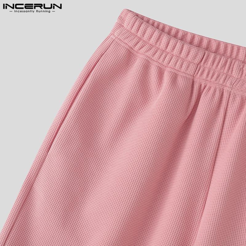 INCERUN Two Pieces Men Short Sleeve Buttons Shirts Short Pants Texture Casual Sets