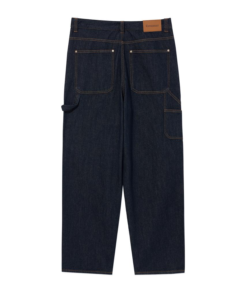COVERNAT Semi-Wide Washed Denim Carpenter Pants Indigo